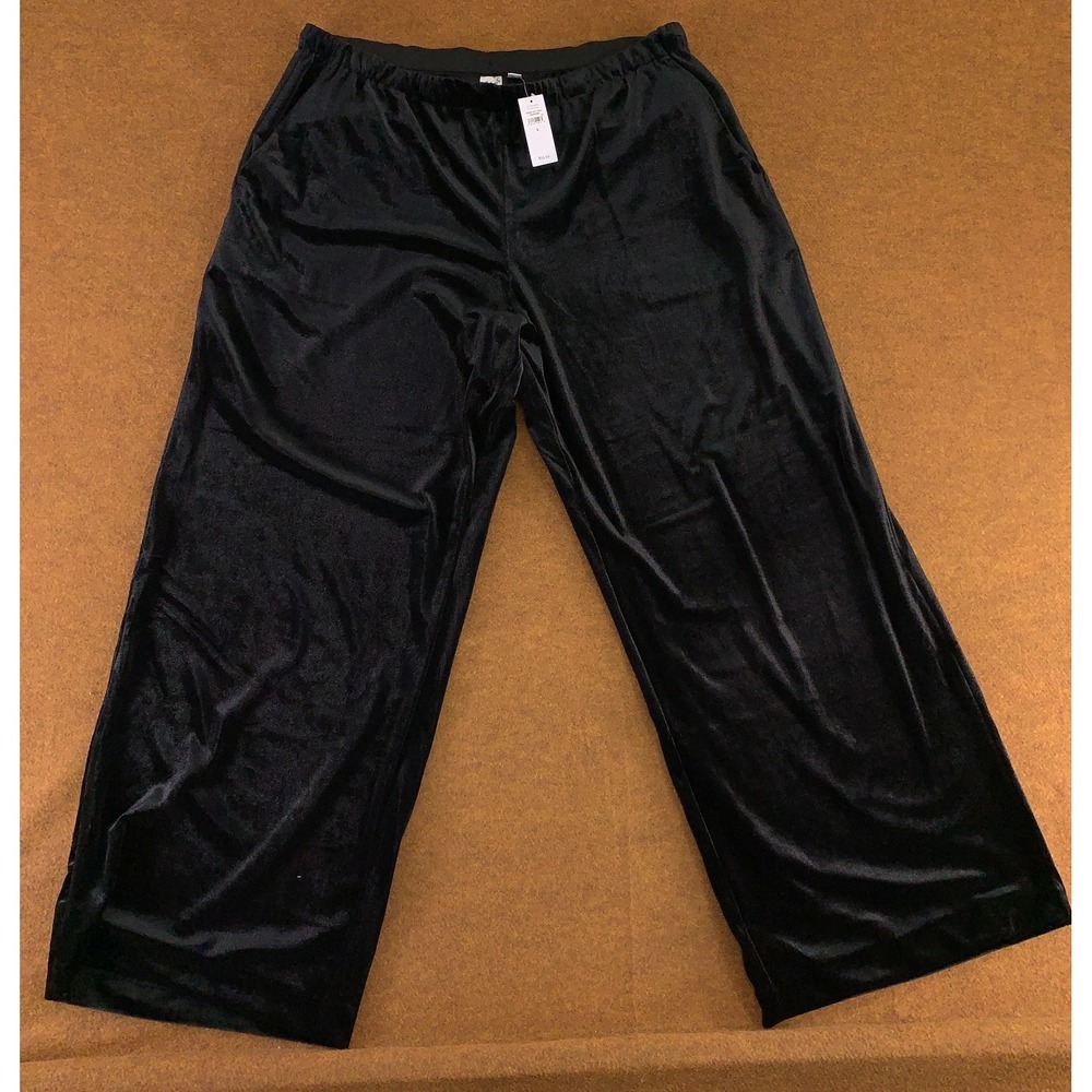 Gap Womens Size Large Black Pull-On Velour Wide-Leg Pants NWT